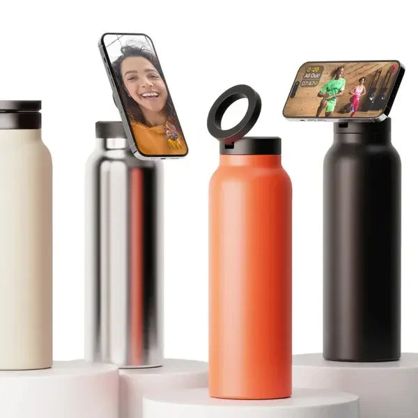 Stainless Steel Water Bottle With Phone Holder