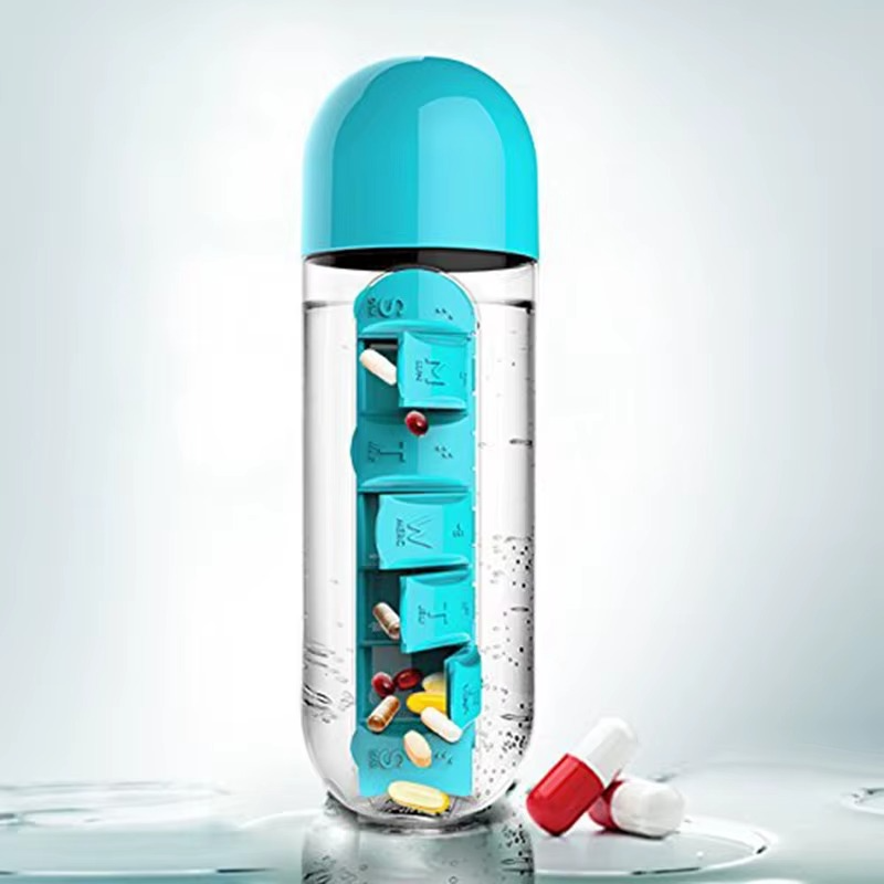 Pill & Vitamin Organizer Water Bottle