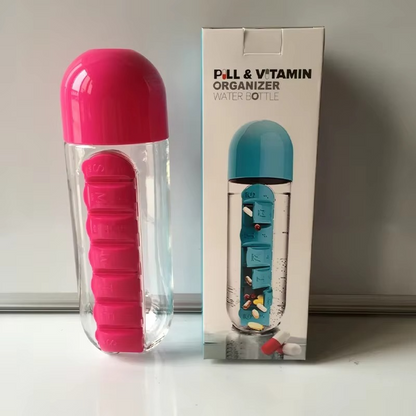 Pill & Vitamin Organizer Water Bottle