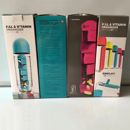 Pill & Vitamin Organizer Water Bottle