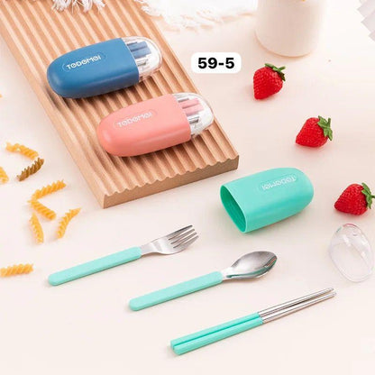 Set Stainless Steel Chopstick Fork Spoon Set