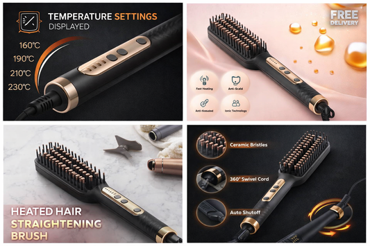 SONAR Hair Straightener Brush – Model SN-601